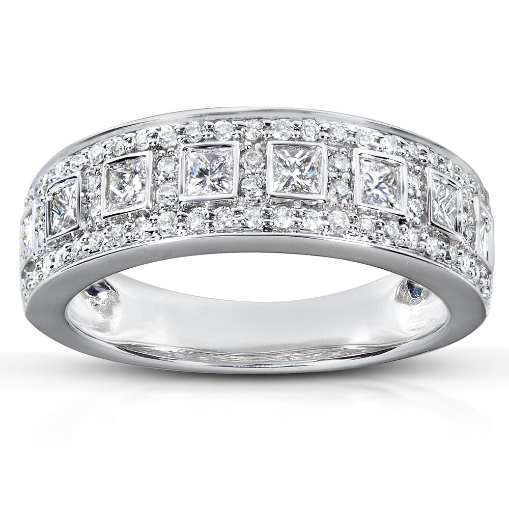 Princess and Round Cut Diamond Band 5/8 carat (ct.tw) in 14K White Gold
