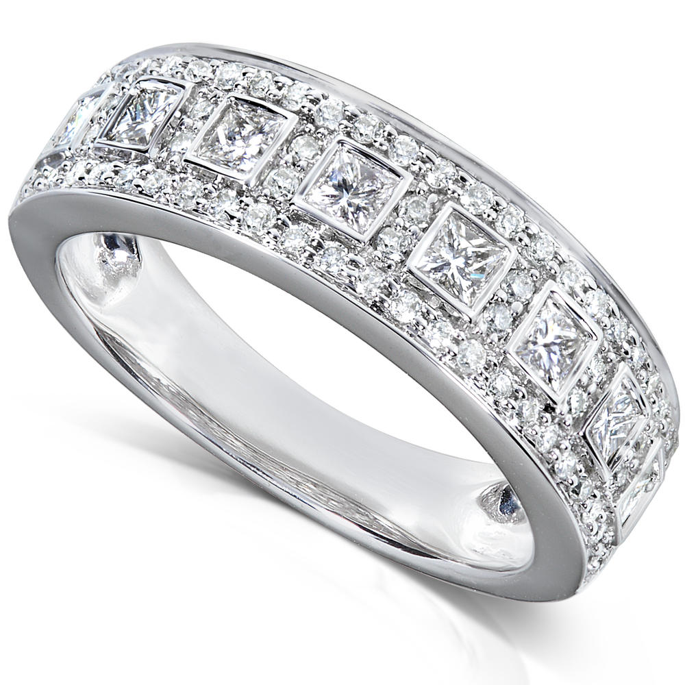 Princess and Round Cut Diamond Band 5/8 carat (ct.tw) in 14K White Gold
