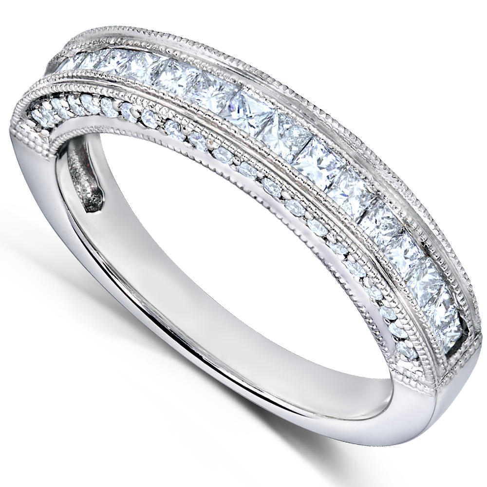 Princess and Round Cut Diamond Band 1/2 carat (ct.tw) in 14K White Gold