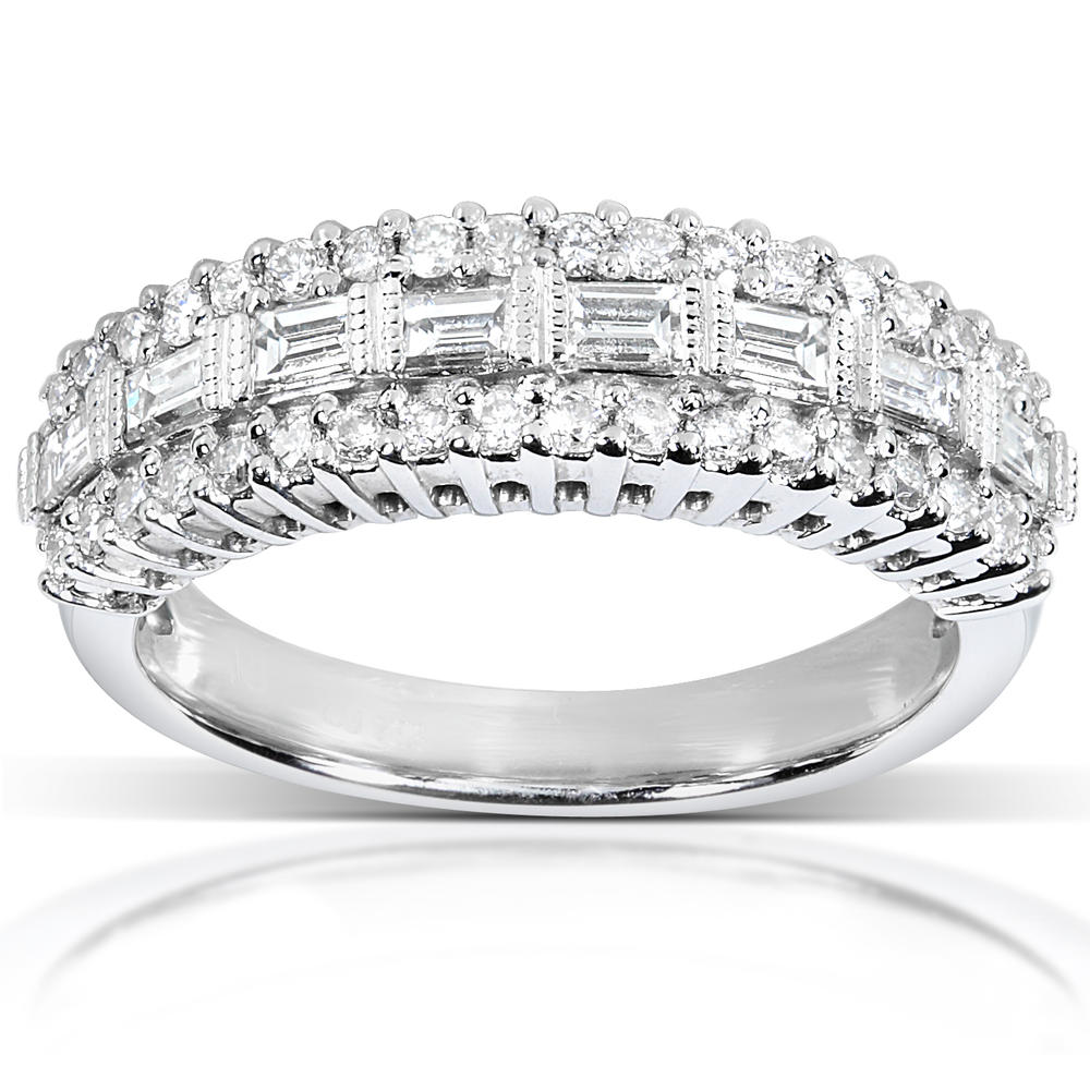 Round and Baguette Cut Diamond Band 5/8 carat (ct.tw) in 14K White Gold