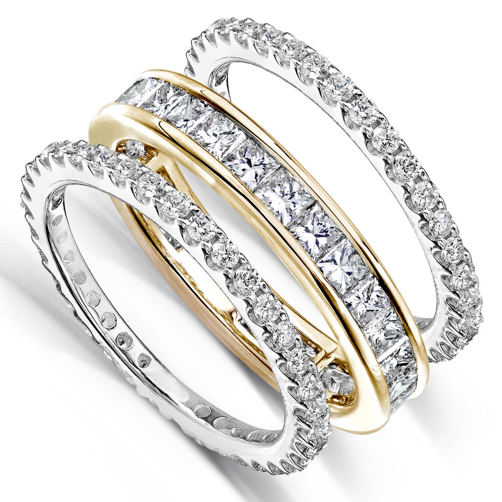 Princess and Round Diamond Eternity Bands 3 Carats (ct.tw) in 14k Gold