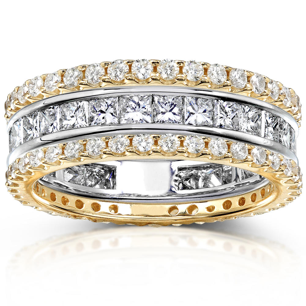 Princess and Round Diamond Eternity Bands 3 Carats (ct.tw) in 14k Gold