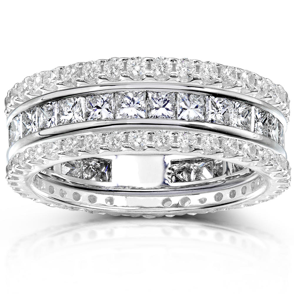 Princess and Round Diamond Eternity Bands 3 Carats (ct.tw) in 14k White Gold