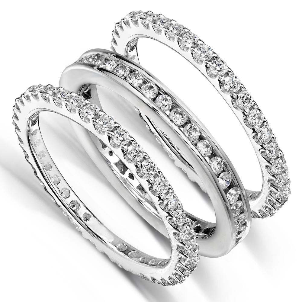 Round Diamond 1 1/2 Carat (ct.tw) Stackable Eternity Bands in 14k White Gold