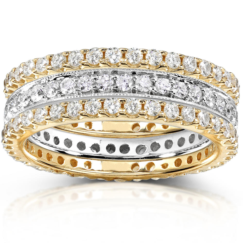 Round Diamond Eternity Band 1 1/2 carat (ct.tw) in 14k White and Yellow Gold