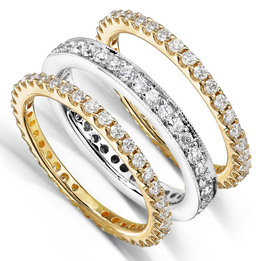 Round Diamond Eternity Band 1 1/2 carat (ct.tw) in 14k White and Yellow Gold