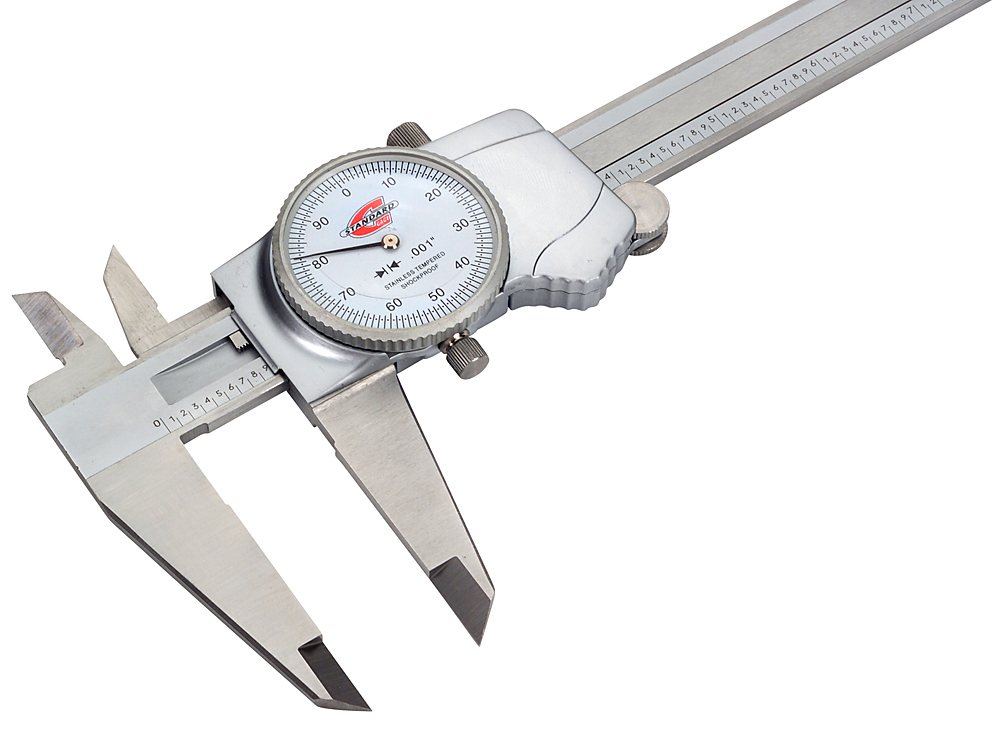 8 IN Dial Caliper with White Dial Face and Thumbwheel