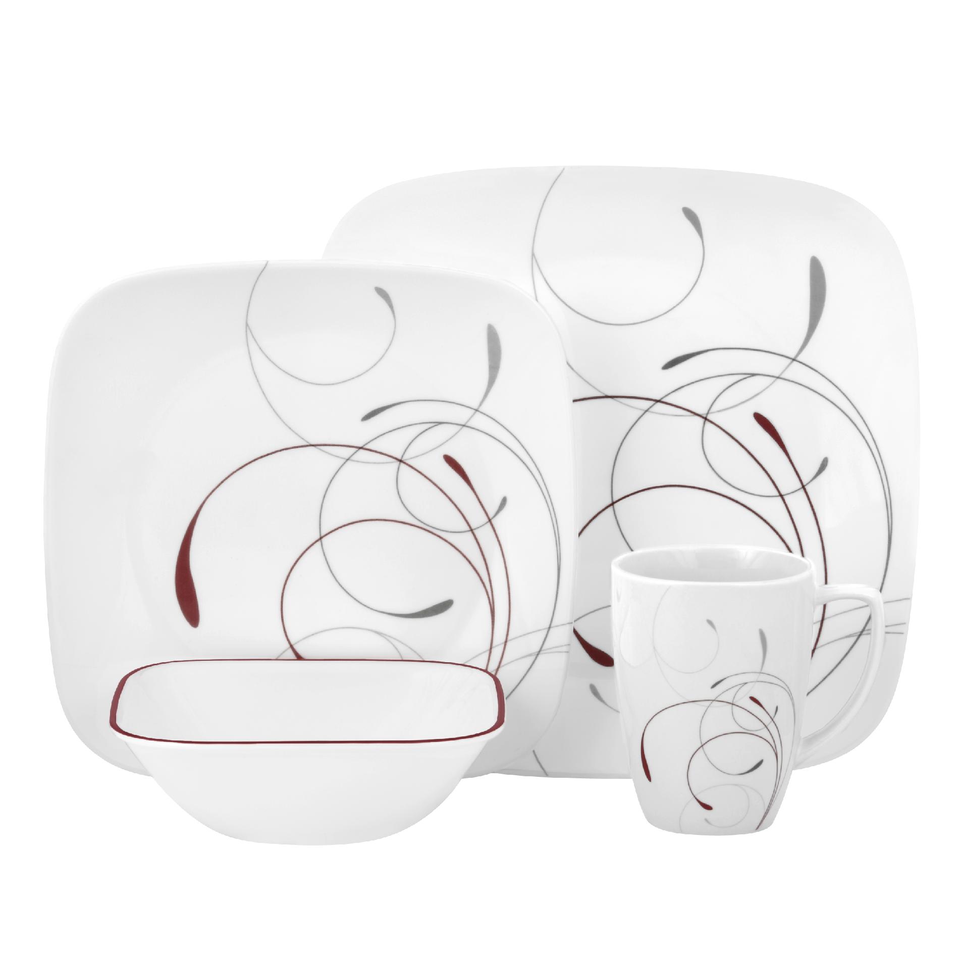 Corelle 16 Piece Dinnerware Set Splendor Red Modern Dining Room Sets