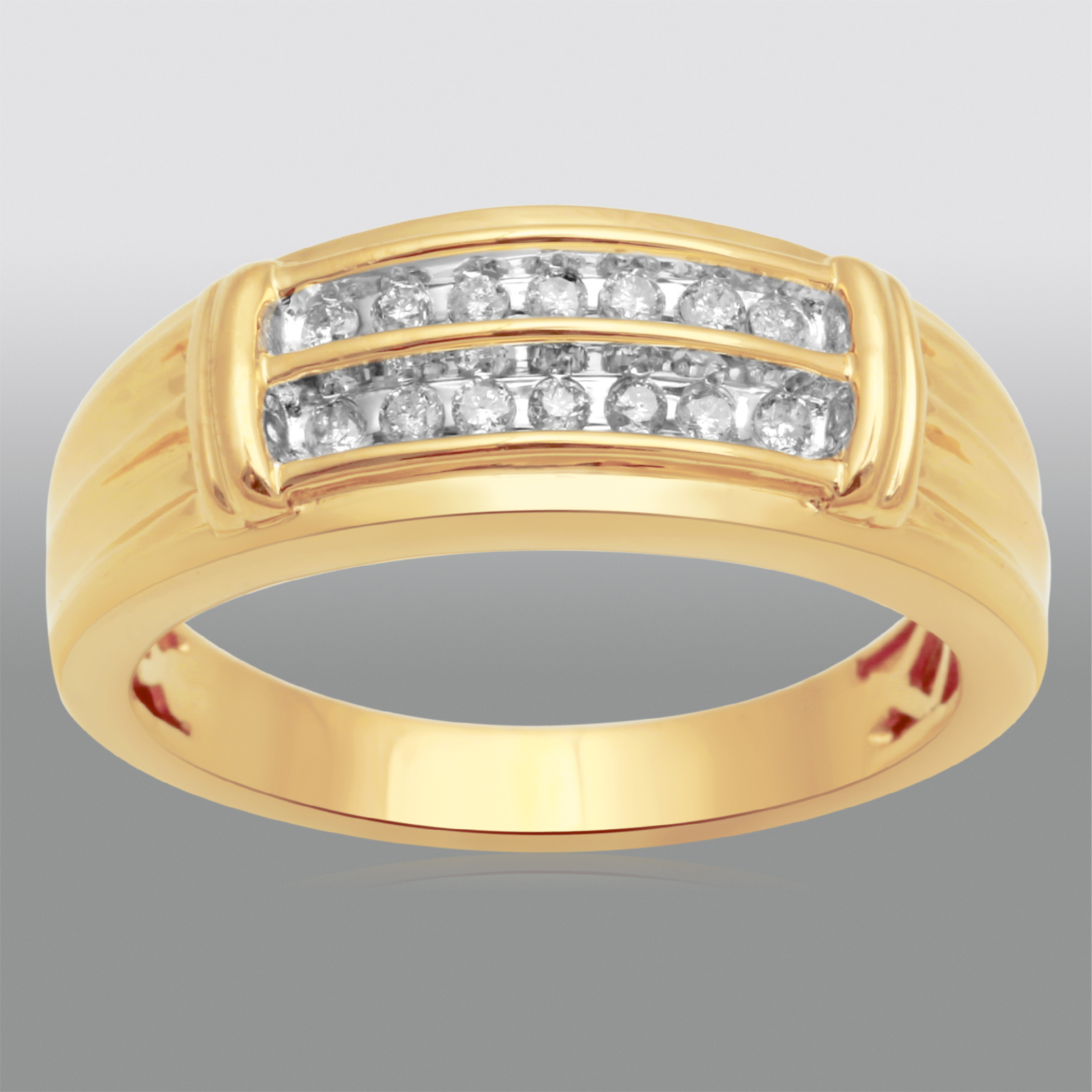 1/4 ct Yellow Gold Over Sterling Silver Men's Diamond Wedding Band