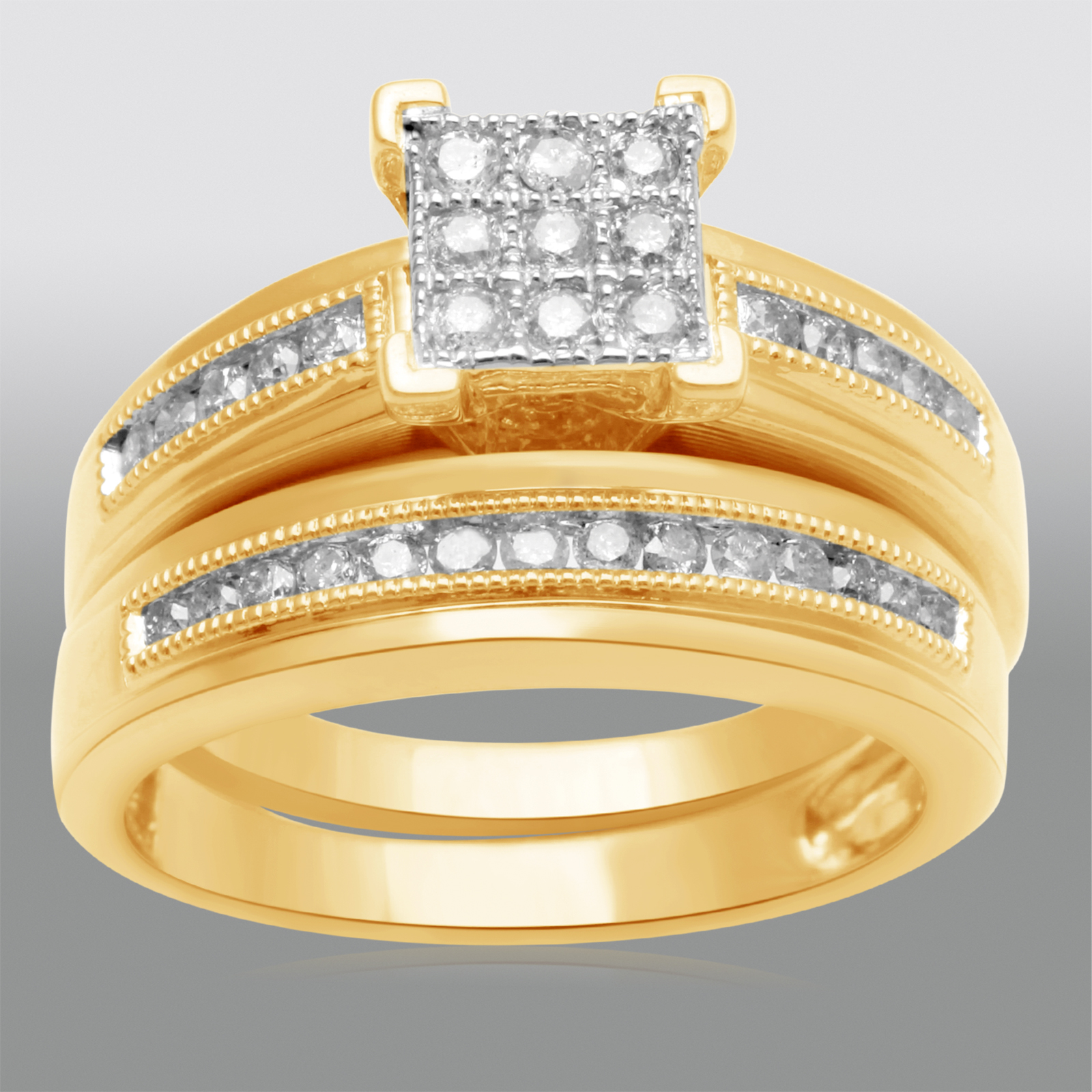 1/2ct Yellow Gold Over Sterling Silver Diamond Bridal Set