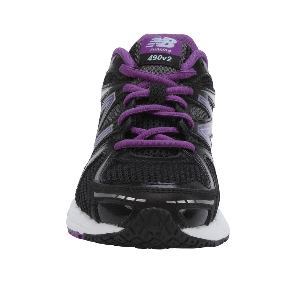 Women's 490V2 Black/Purple Running Athletic Shoe - Wide Width