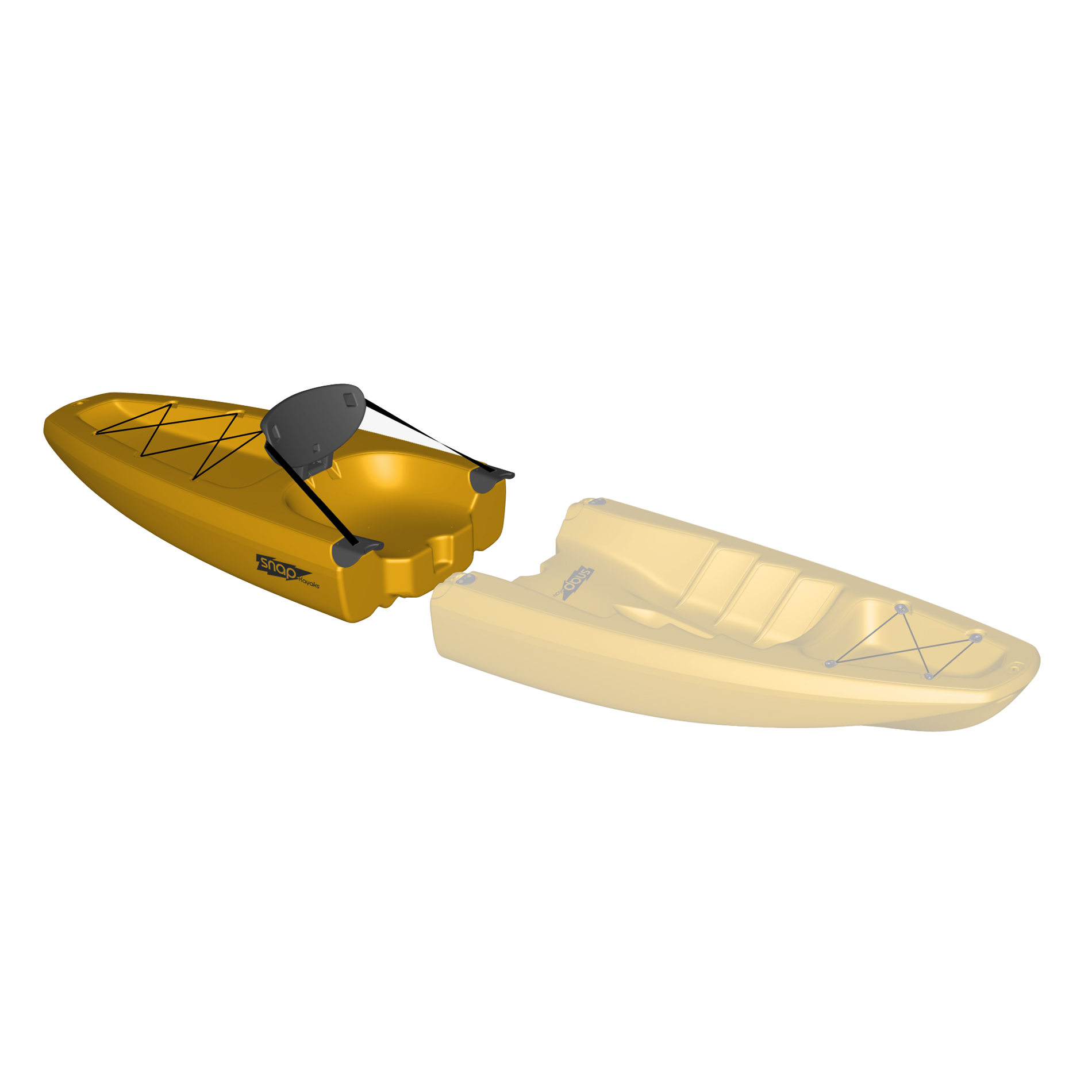  Snap Kayak Snap On Top Kayak, Back Piece - Yellow 