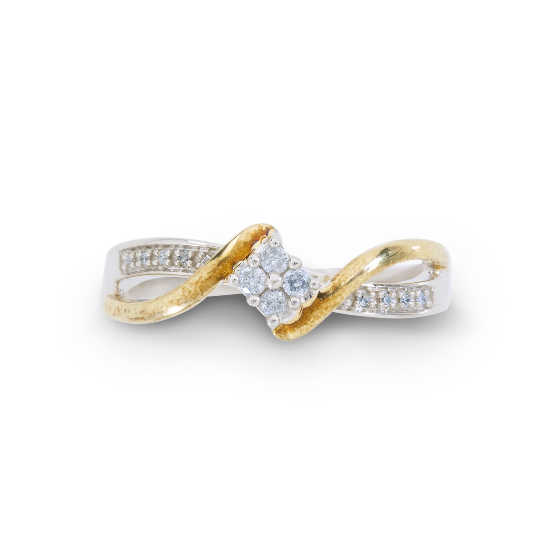 1/10 Cttw. Round 18k Yellow Gold Over Sterling Silver Diamond Promise Ring