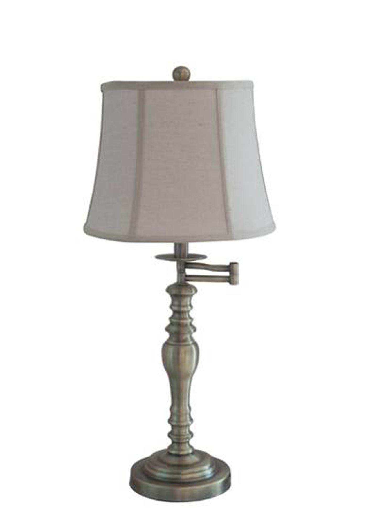 29.5" tall metal swing arm table lamp.
