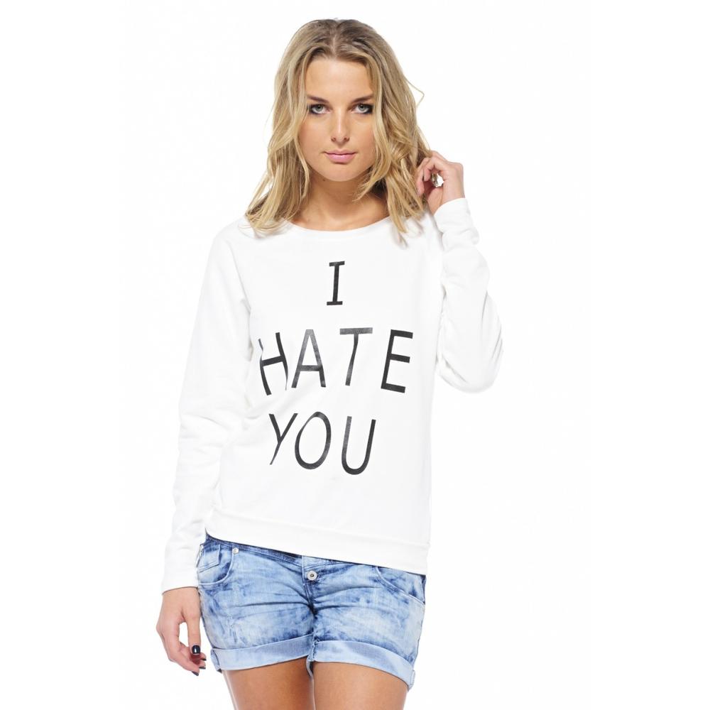 AX Paris Women's I Hate You Sweat White Top - Online Exclusive