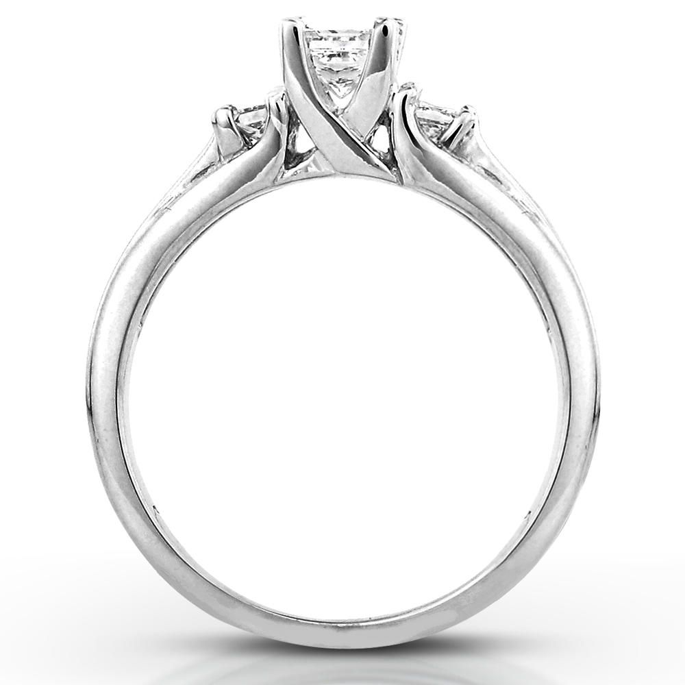 Three Stone Princess Diamond Bridal Set 3/4 carat (ct.tw) in 14k White Gold