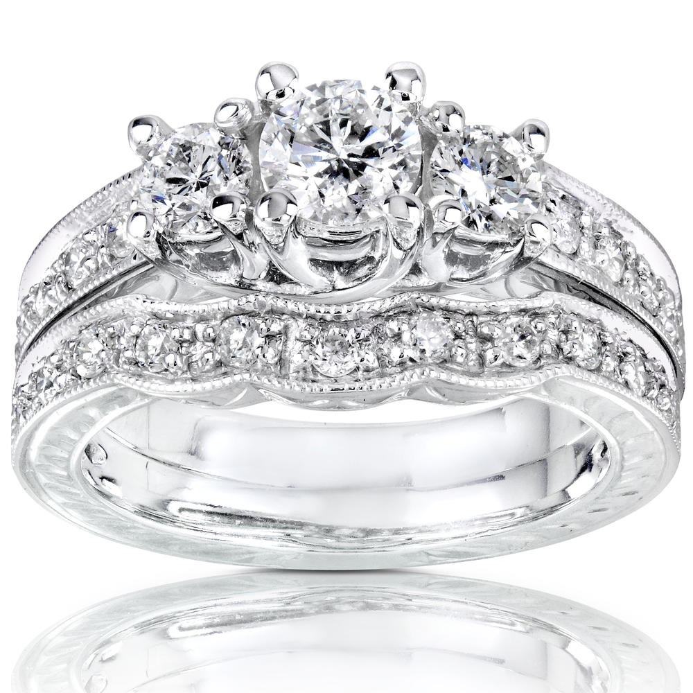 Diamond Wedding Set 1 carat (ct.tw) in 14K White Gold