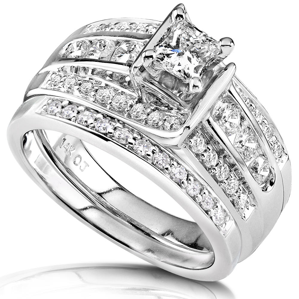 Princess Diamond Wedding Ring Set 1 Carat (ct.tw) in 14K White Gold