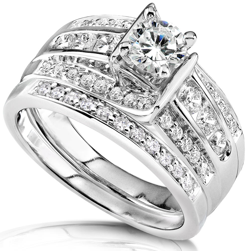Round Diamond Wedding Ring Set 1 carat (ct.tw) in 14k White Gold
