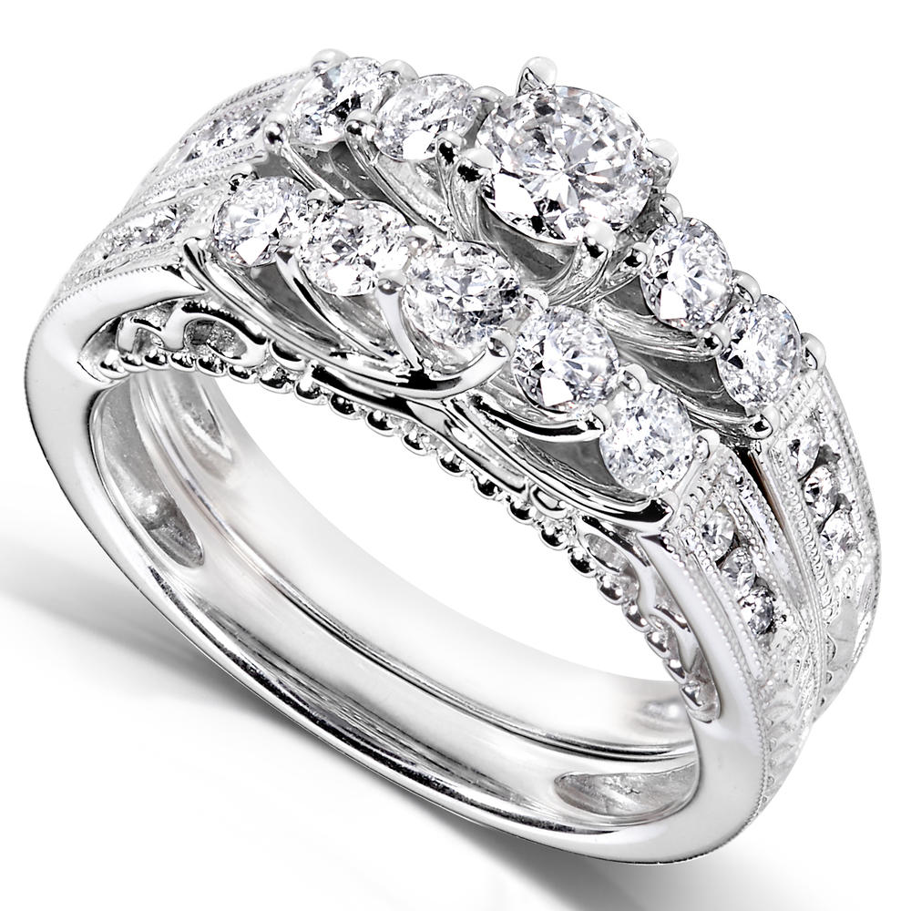 Round-Brilliant Diamond Bridal Set 1 1/4 carat (ct.tw) in 14k White Gold