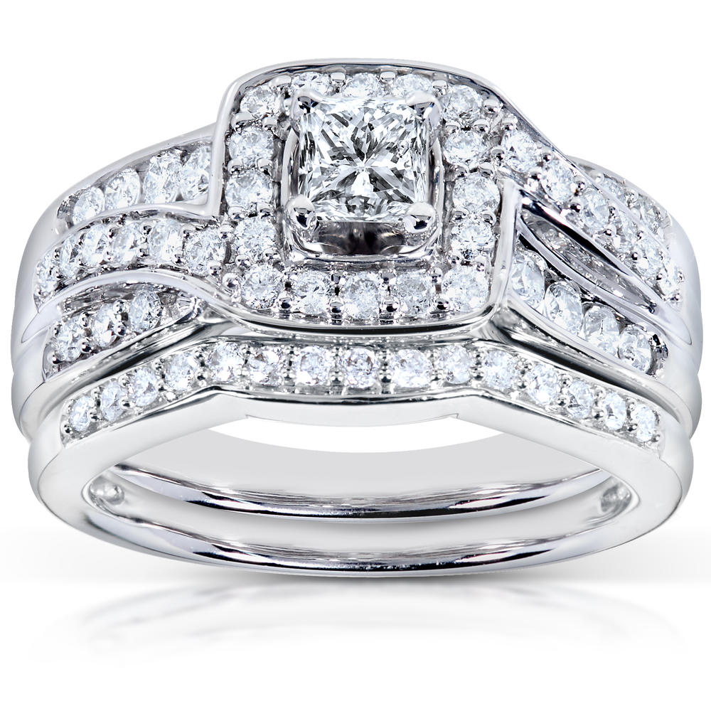 Diamond Engagement Ring and Wedding Band Set 1 carat (ct.tw) in 14k White Gold