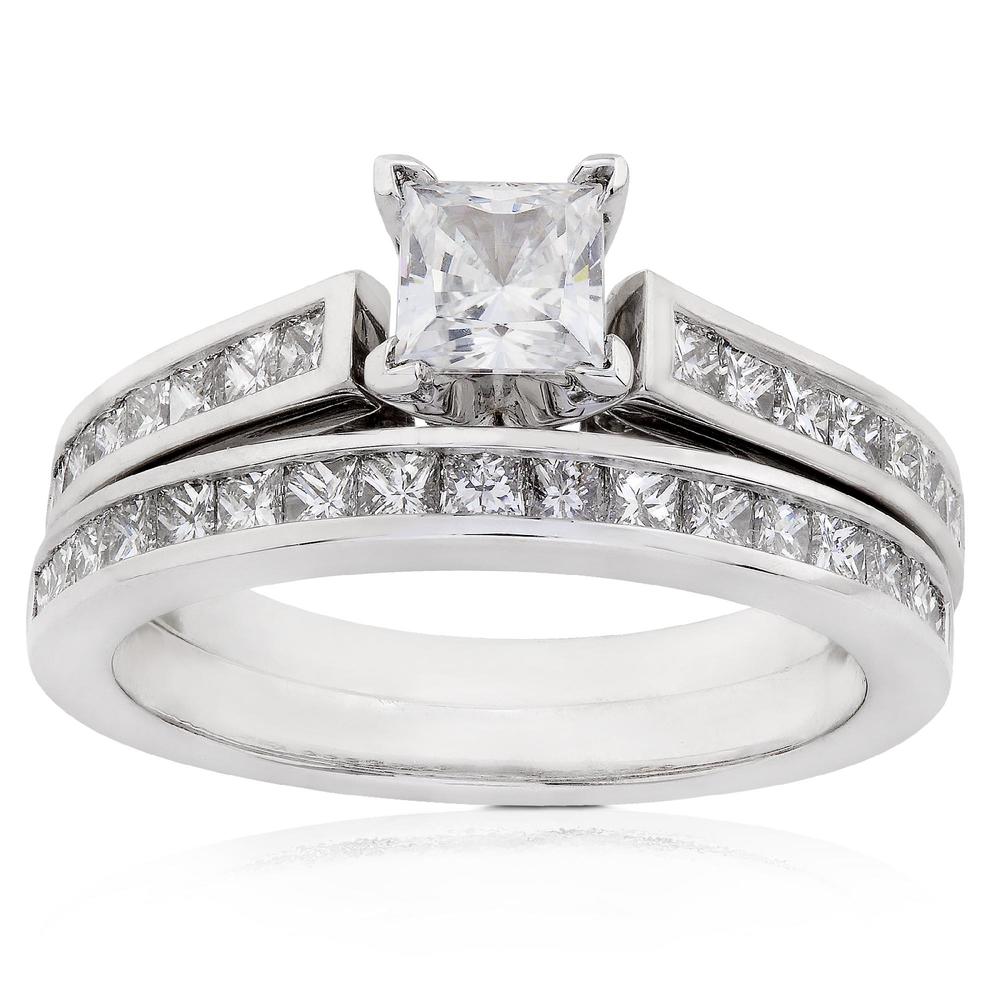 Diamond Engagement Ring & Wedding Band Set 1 1/3 Carat (ct.tw) in 14K White Gold