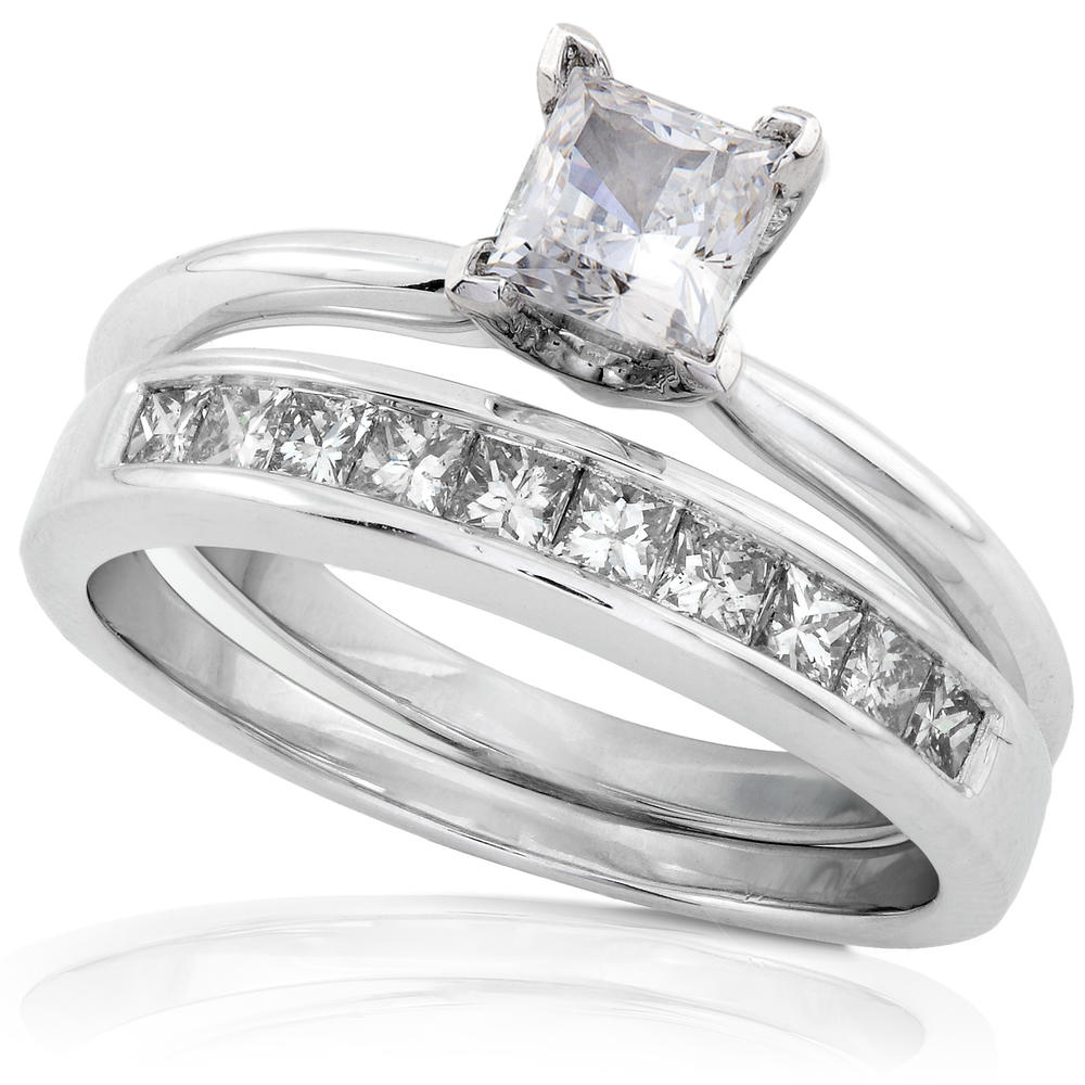 Princess Diamond Bridal Set 1 Carat (ct.tw) in 14k White Gold