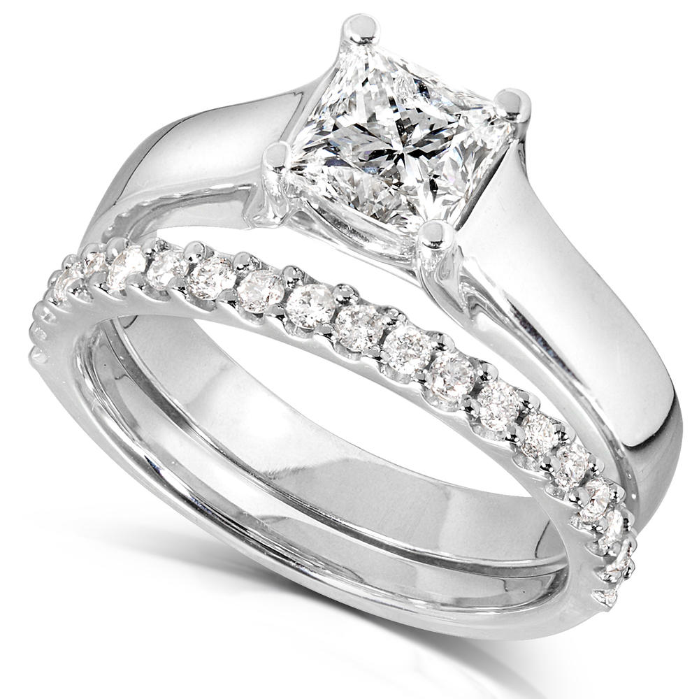 Diamond Wedding Set 1 1/4 carat (ct.tw) in 14k White Gold