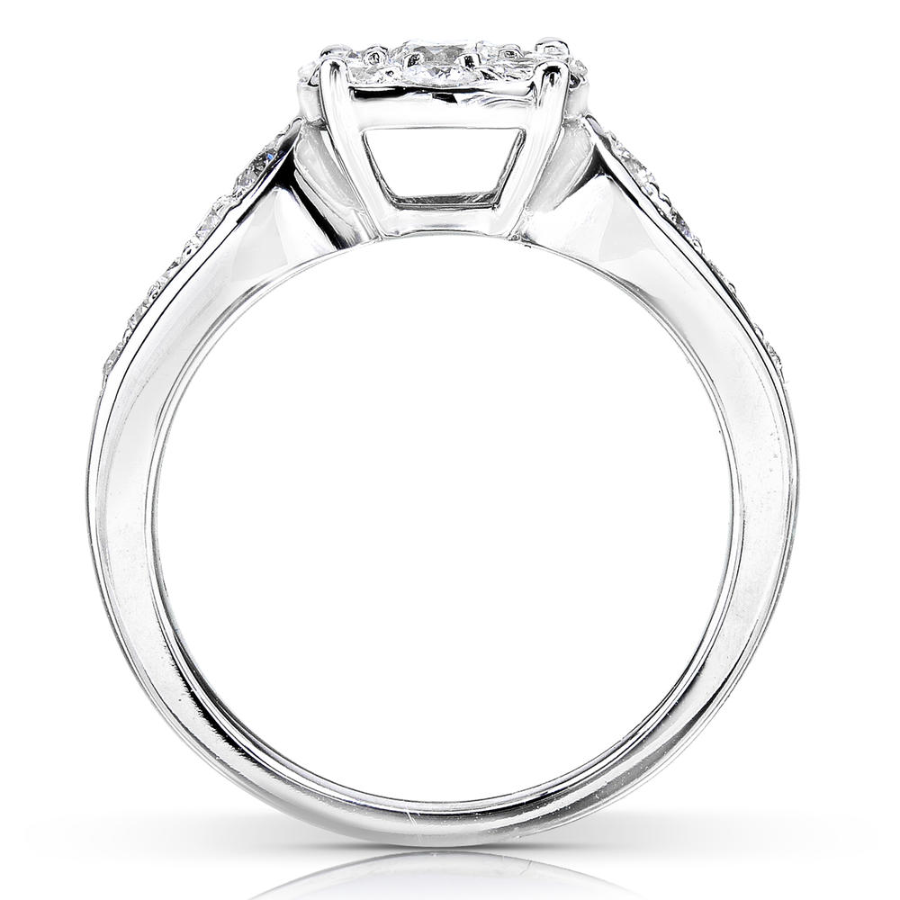 Round Cluster Diamond Bridal Set 7/8 carat (ct.tw) in 14k White Gold