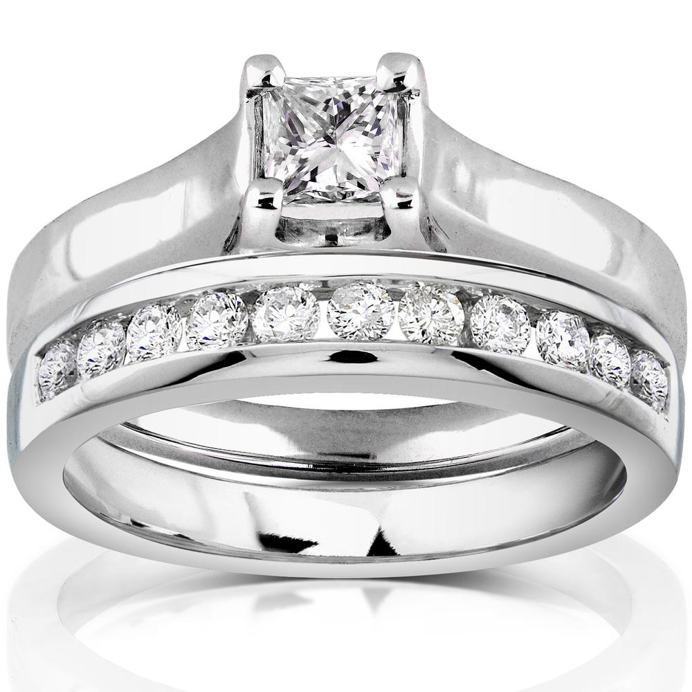 Princess Cut Diamond Bridal Set 5/8 Carat (ct.tw) in 14K White Gold