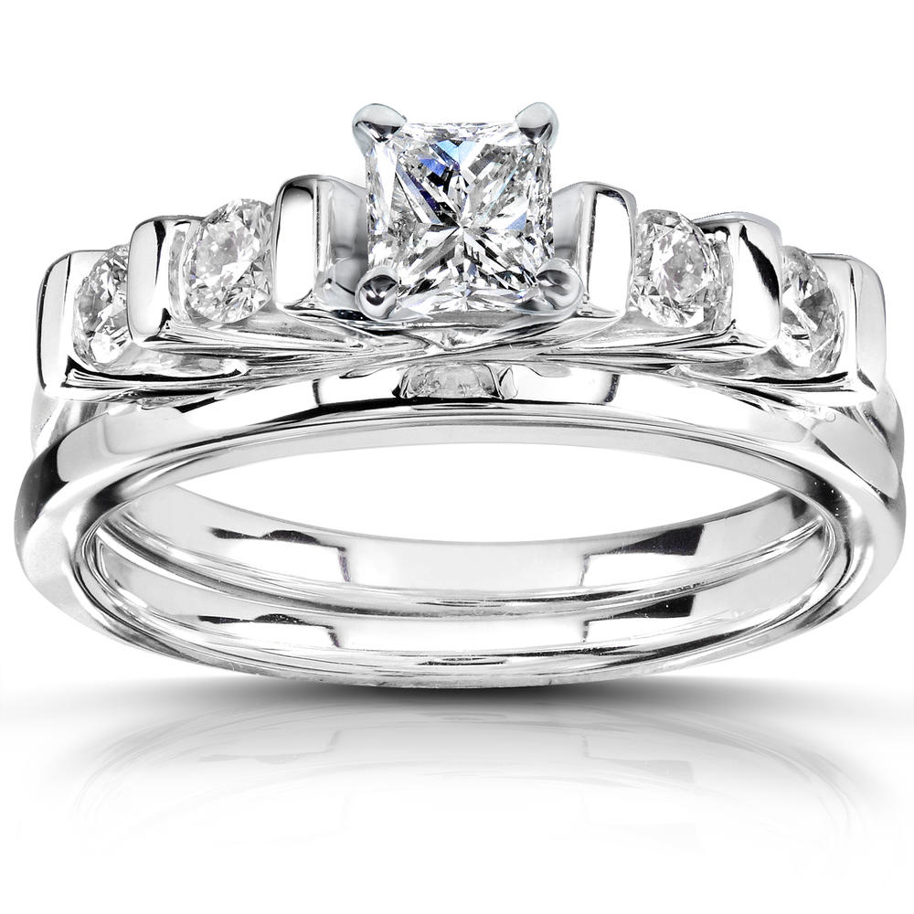 Princess Cut Diamond Bridal Set 5/8 Carat (ct.tw) in 14K White Gold