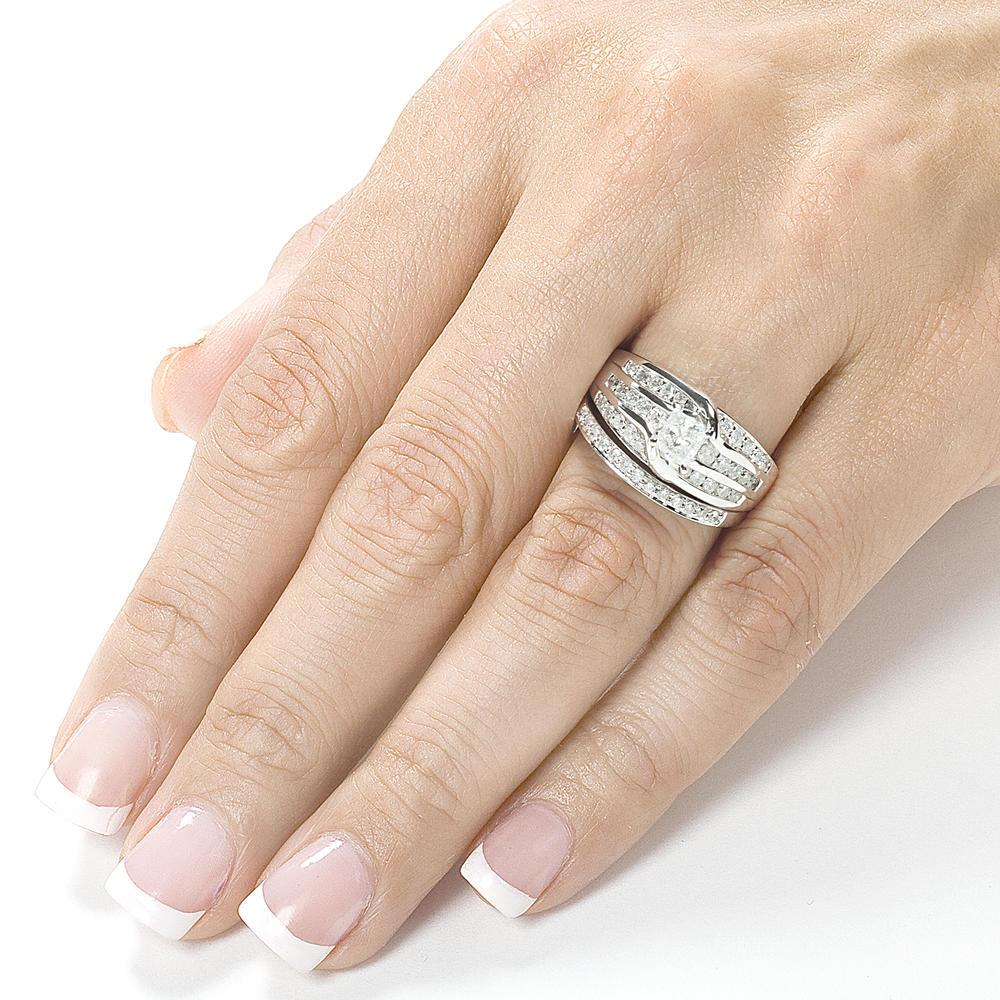 Diamond Engagement Ring and Wedding Band Set 1carat (ct.tw) in 14k White Gold