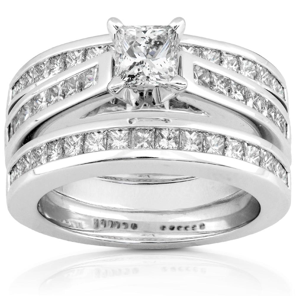 Princess Cut Diamond Bridal Set 2 1/3 Carat (ct.tw) in 14K White Gold