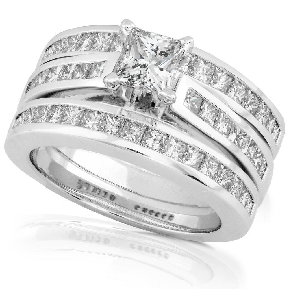 Princess Cut Diamond Bridal Set 2 1/3 Carat (ct.tw) in 14K White Gold