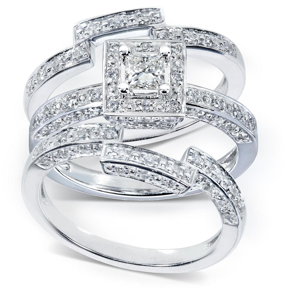 Princess Cut Diamond Bridal Set 4/5 Carat (ct.tw) in 14K White Gold