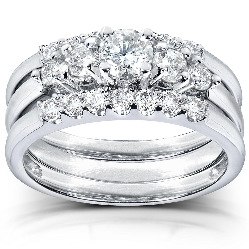 Diamond Engagement Ring and Wedding Band Set 1 carat (ct.tw) in 14k White Gold (3 Piece Set)