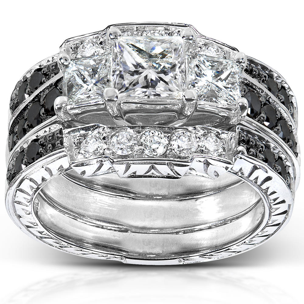 Princess Cut Diamond Bridal Set 1 7/8 Carat (ct.tw) in 14k White Gold