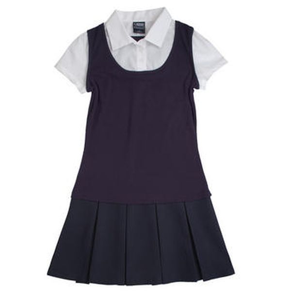 Girls Two-in-One Pleated Dress