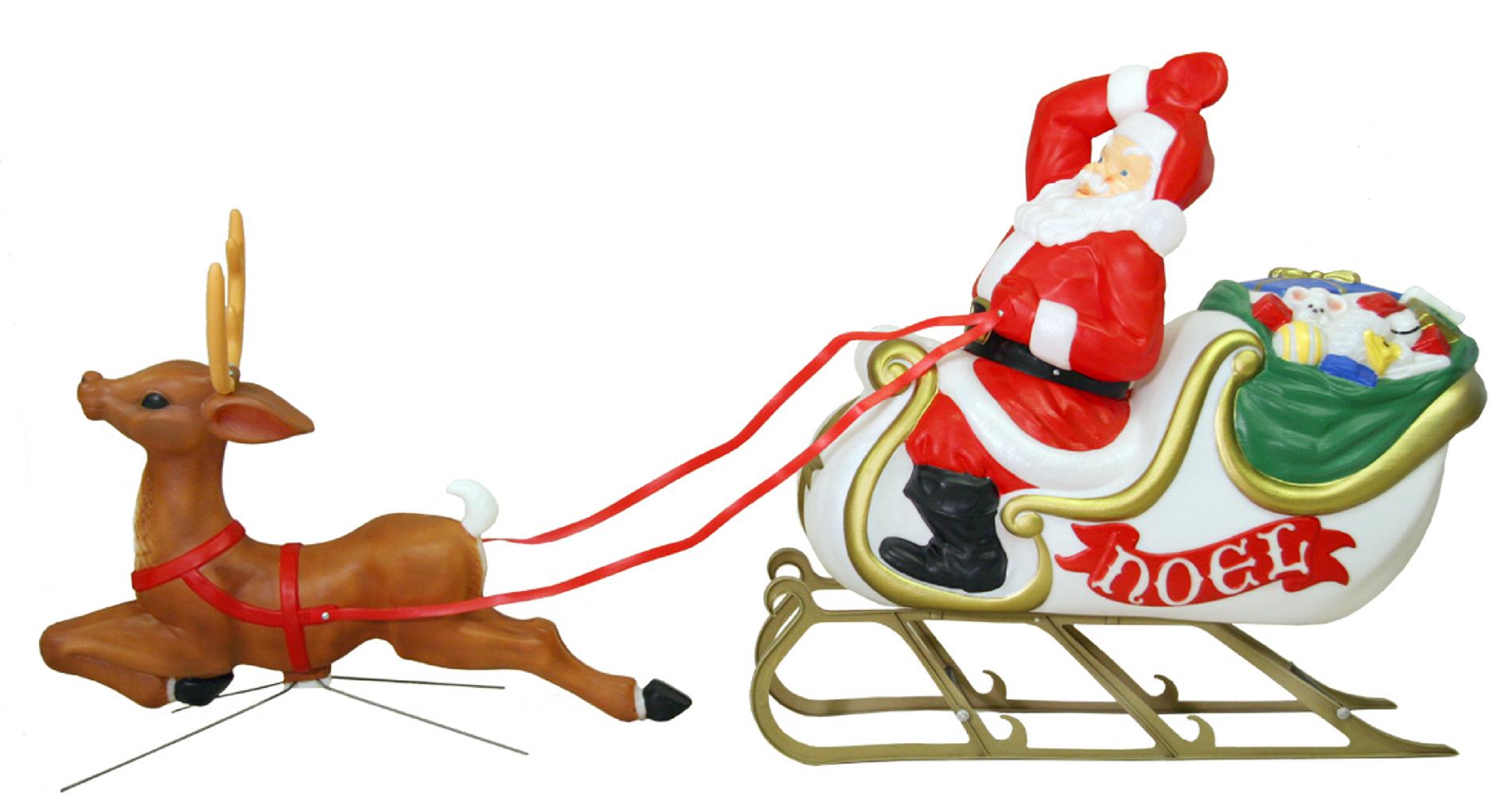 Animated santa in sleigh with reindeer lighted outdoor christmas