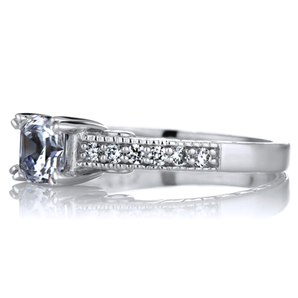 Shayla's Engagement Ring - Asscher Cut CZ & Pink Heart CZs - Silver