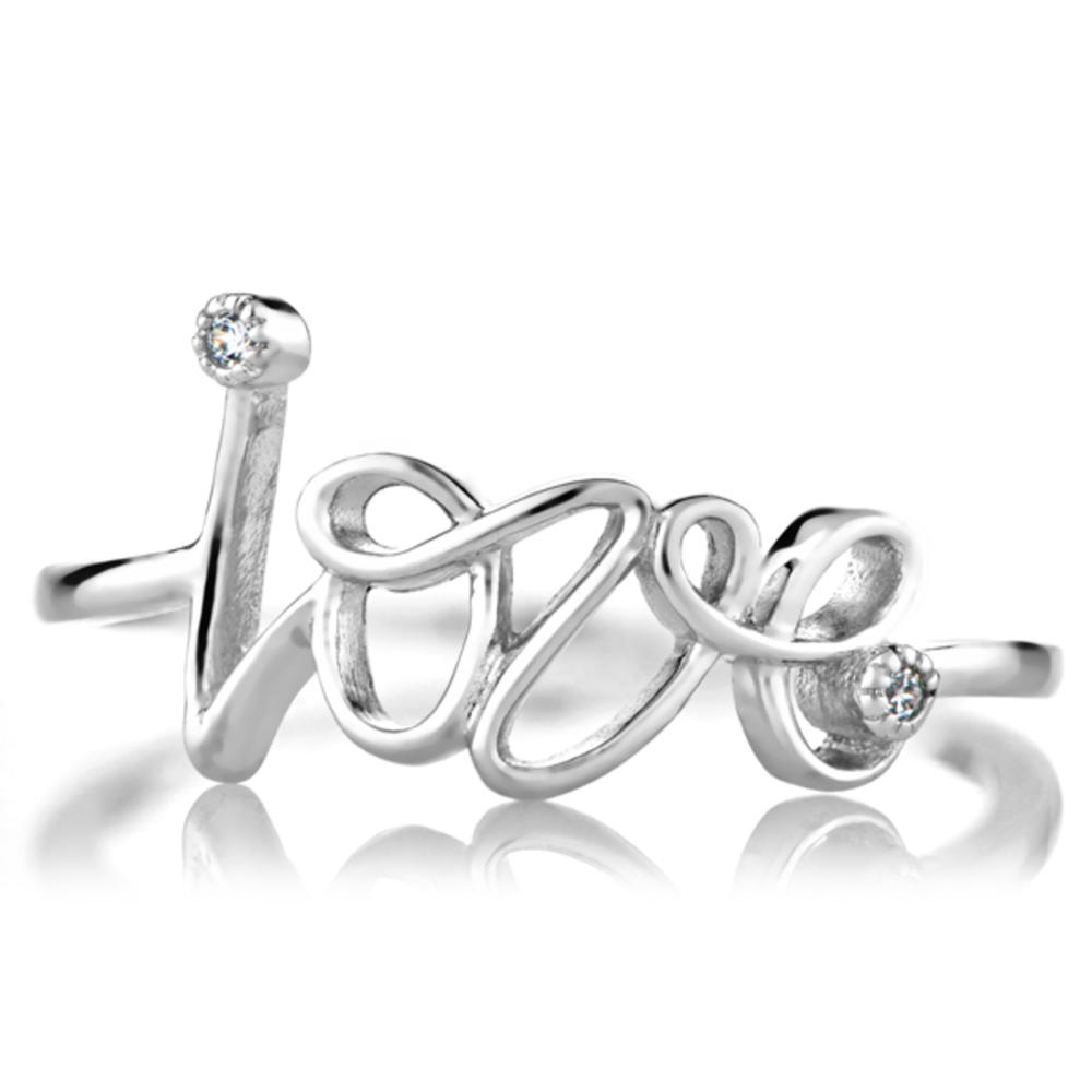 Joelle's Petite CZ and Cursive Love Promise Ring