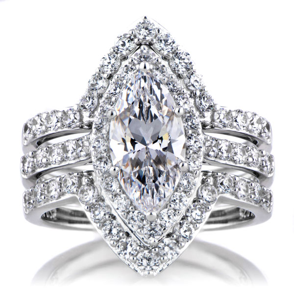 Cubic zirconia marquise wedding rings