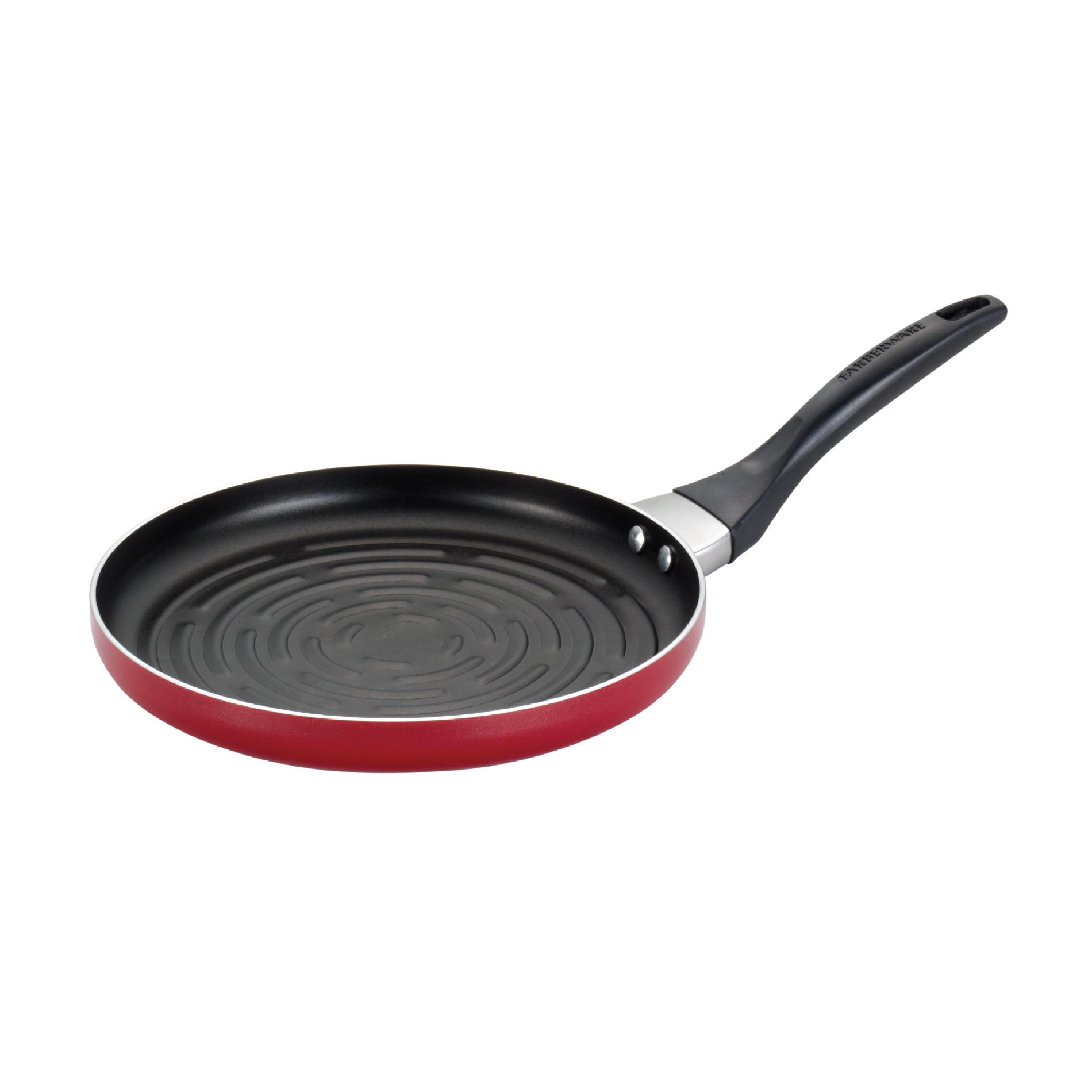 Farberware Dishwasher Safe Nonstick Aluminum 10.5-Inch Round Grill Pan  Red
