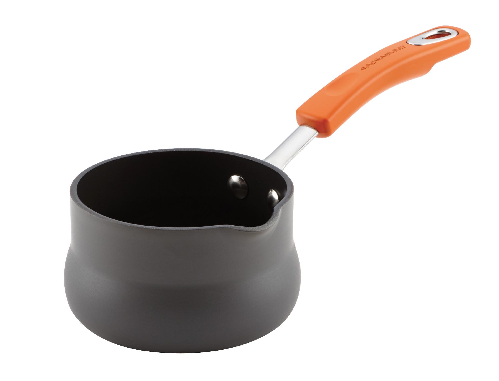 Rachael Ray Hard-Anodized II Nonstick 0.75-Quart Butter Warmer  Gray with Orange Handle