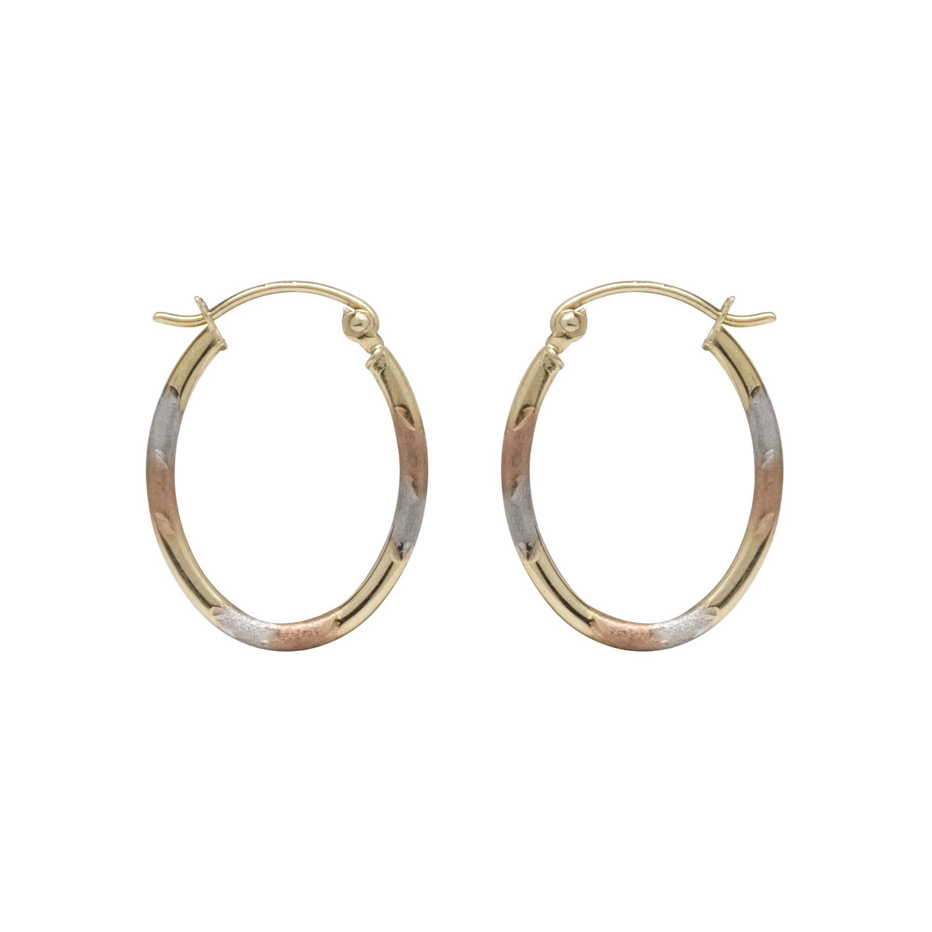 Tricolor Oval Hoops 10K Gold