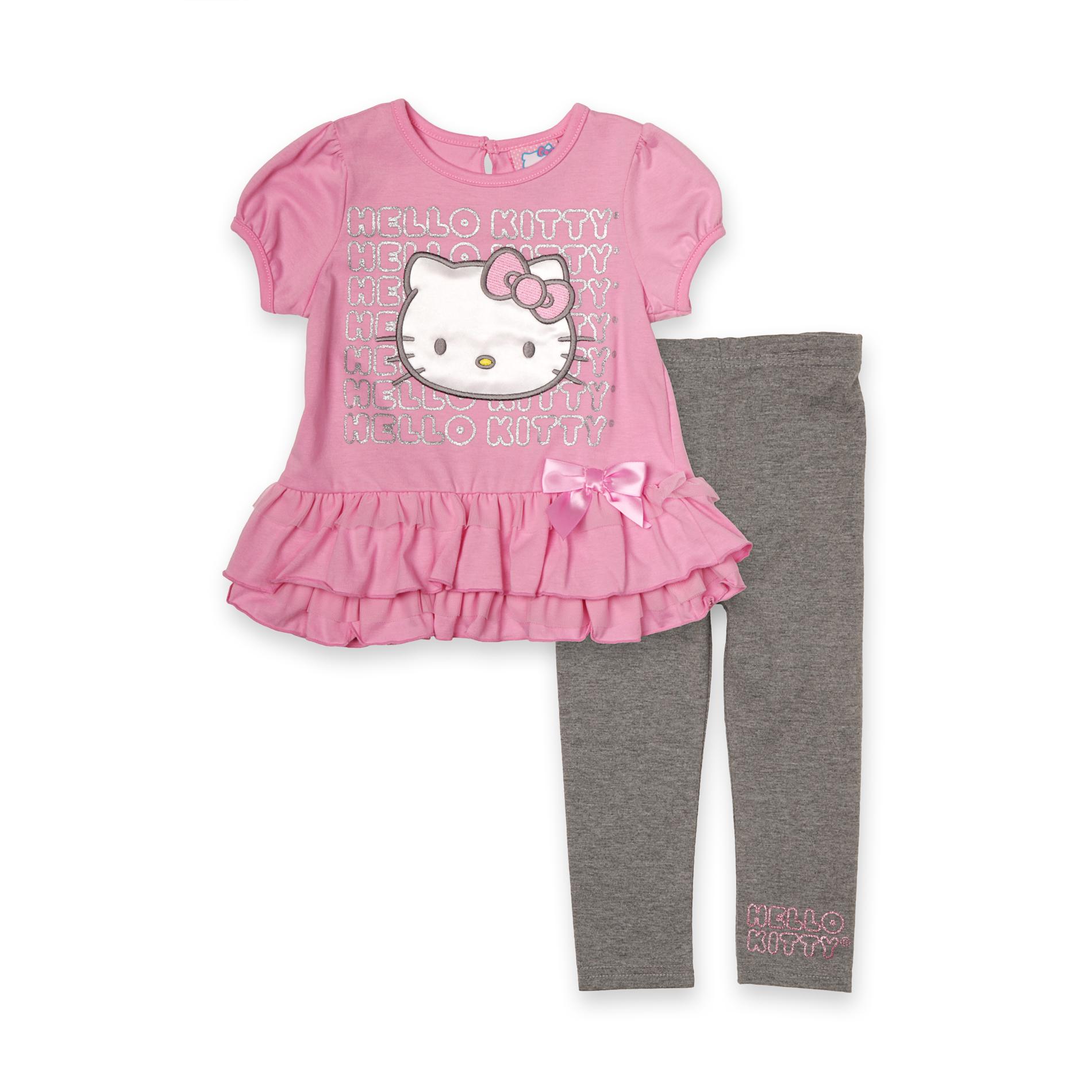 Hello Kitty Infant & Toddler Girl's Ruffled Tunic & Leggings Light Pink 18 months