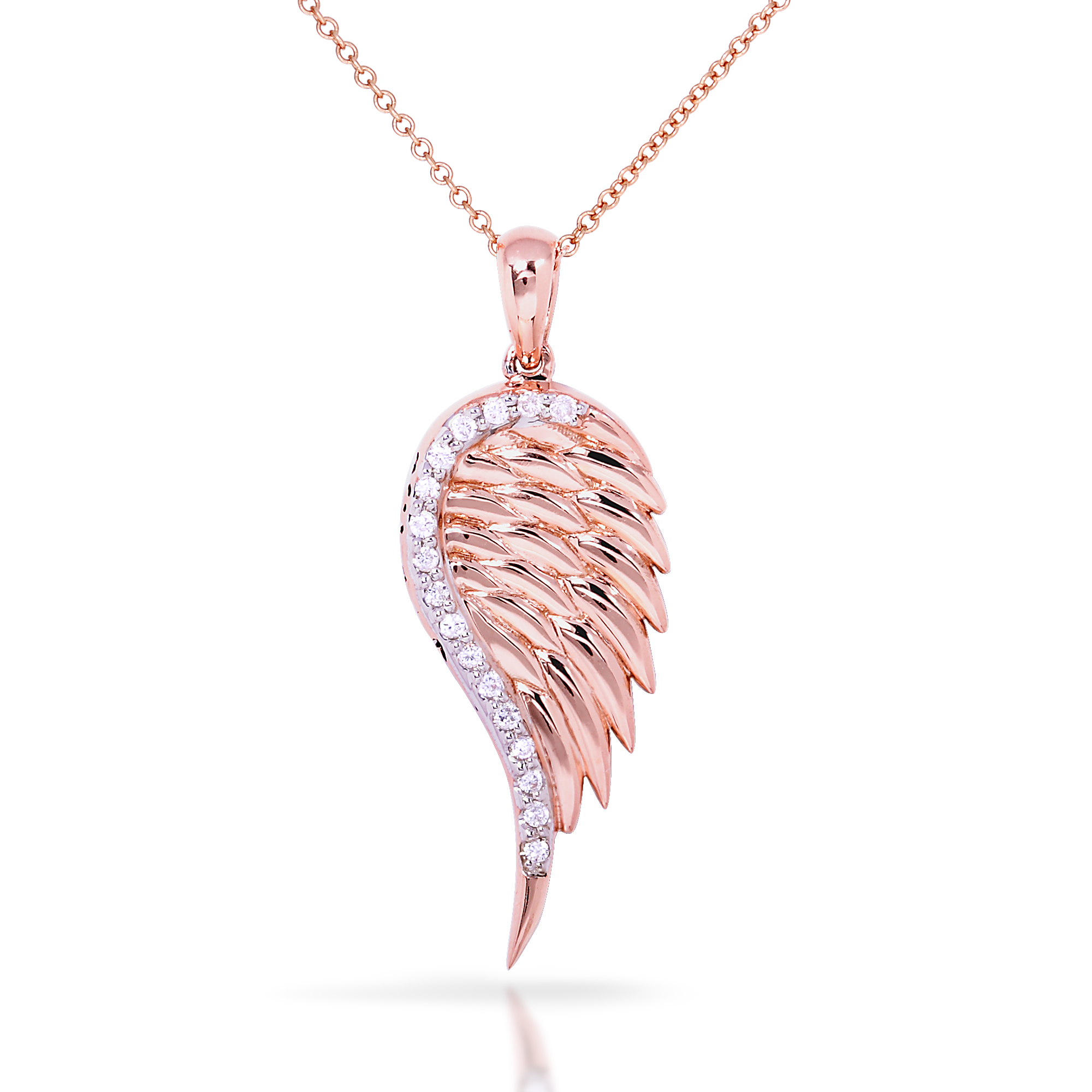 ... 18k Rose Gold Over Silver Morganite White Zircon Angel Wing Necklace