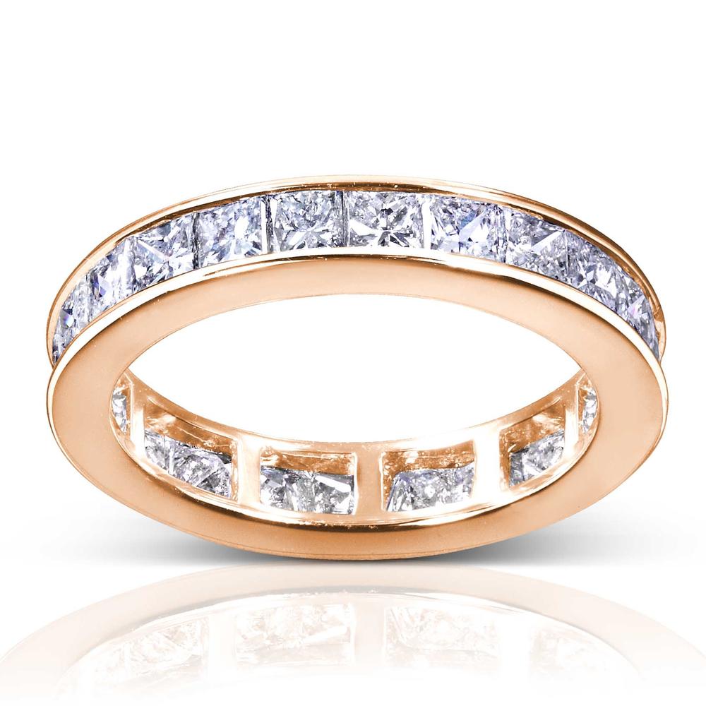 Princess Diamond Eternity Wedding Band 3 Carats (ct.tw) in 14k Rose Gold