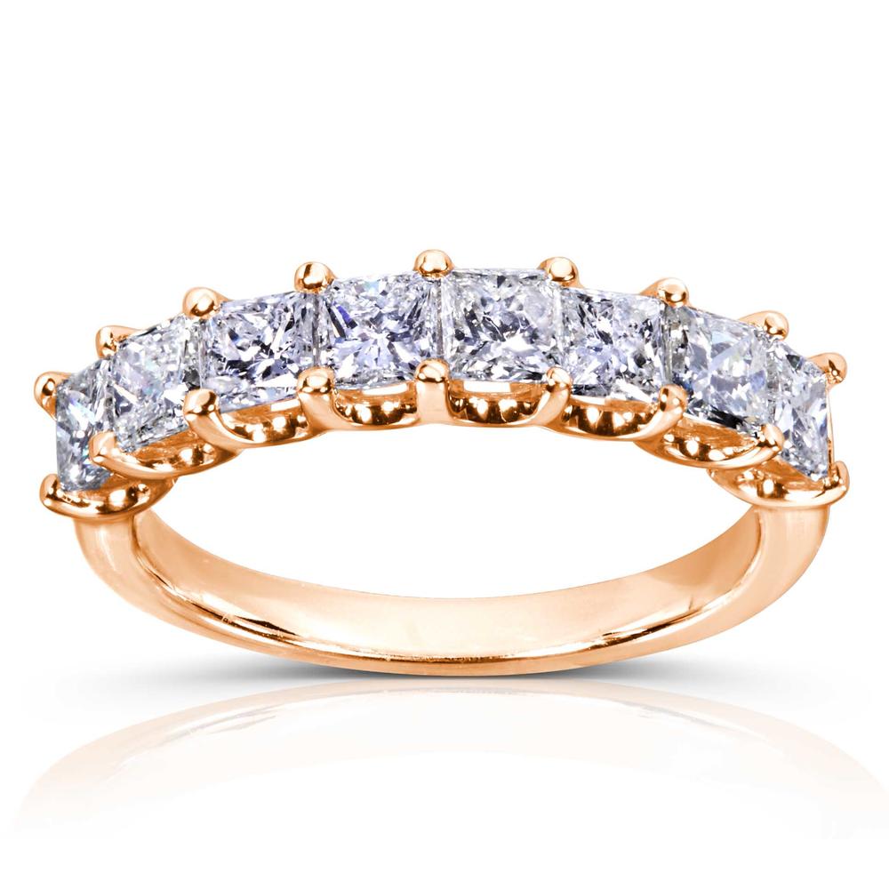 Princess Diamond Wedding Band 1 1/2 Carats (ct.tw) in 14k Rose Gold
