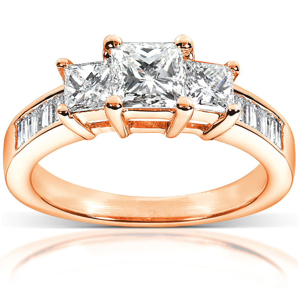 Diamond Three-Stone Engagement Ring 1 1/2 carat (ct.tw) in 14K Rose Gold